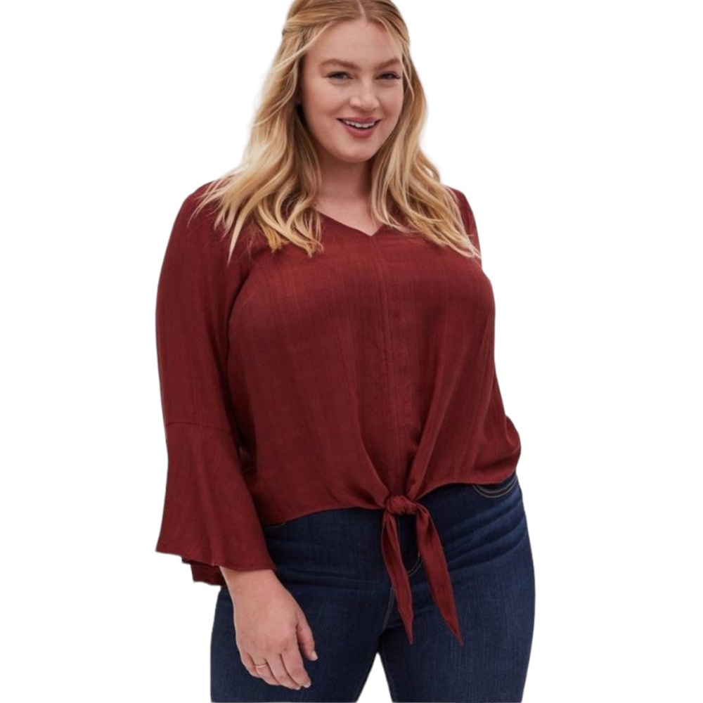 Torrid Textured Woven Tie-Front Top New with Tag W-656 Plus Size 3X